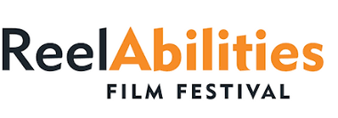 Logo with black and orange text on a white background: ReelAbilities Film Festival